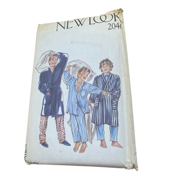 New Look 2046  Boys Kids Robe Pajamas Sizes Ages 4-14 Sewing Pattern Uncut FF - Picture 1 of 3